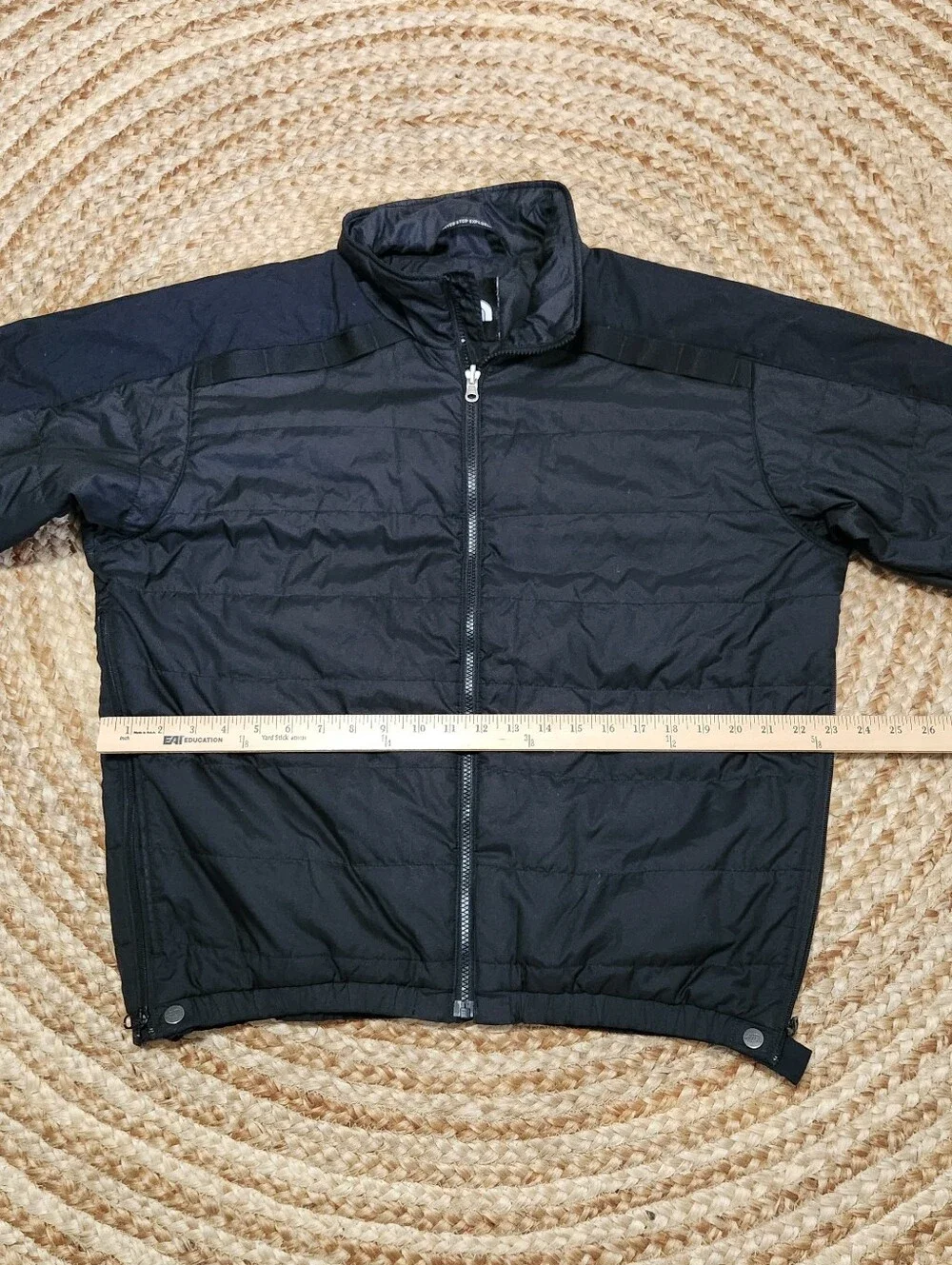 The North Face Quilted Molle PAL Zip Jacket Mens M Black Utility Zip Side Raglan